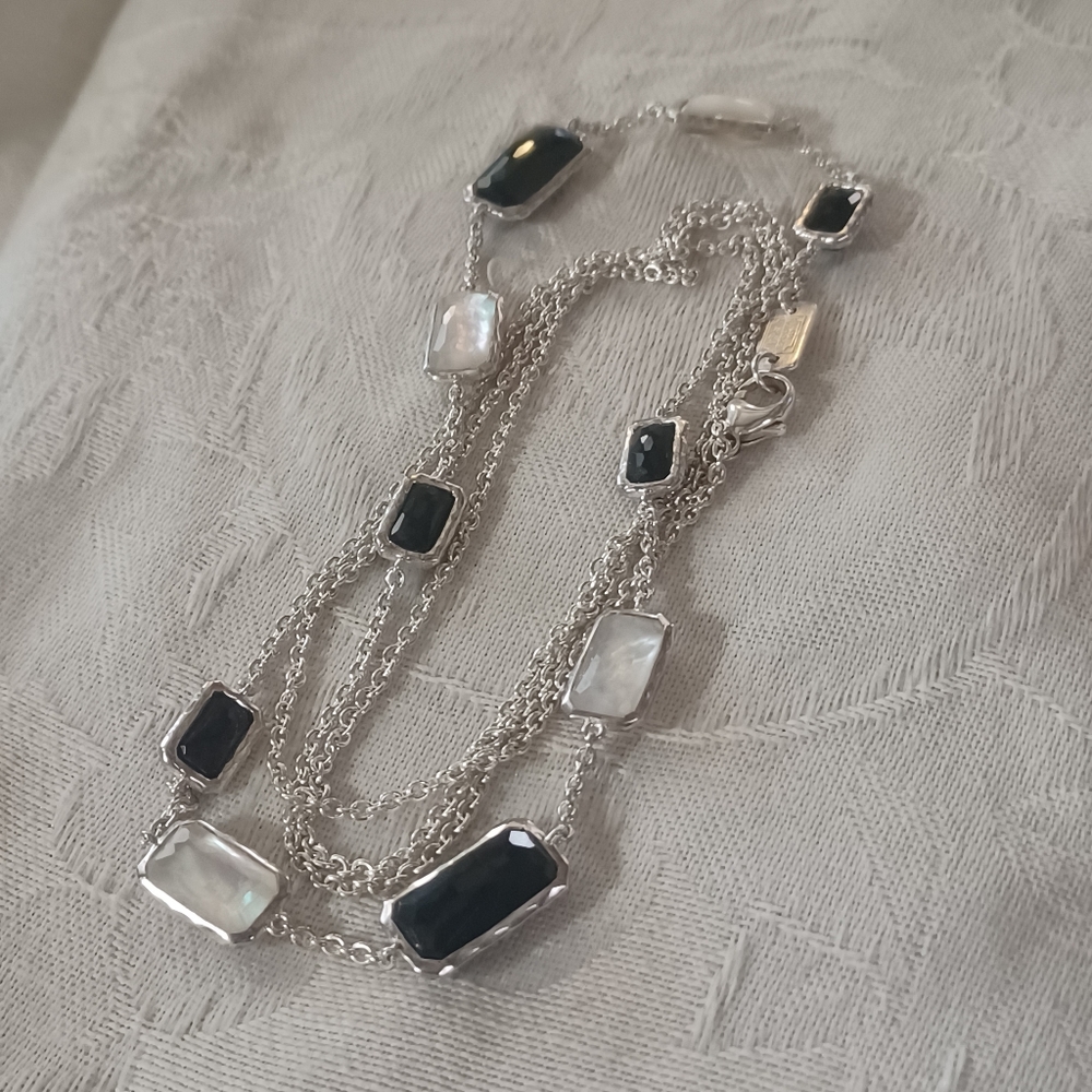 Ippolita Wonderland Necklace in Sterling Silver, Onyx and MOP, 34" - Picture 10 of 10
